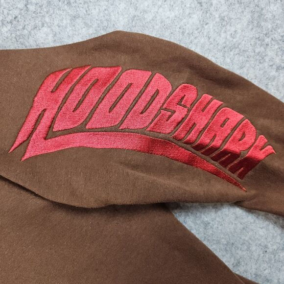 Hoodshark‎ Hoodie Men's Brown Size XL Patches Embroidered Streetwear Rap Hip Hop - Picture 5 of 16